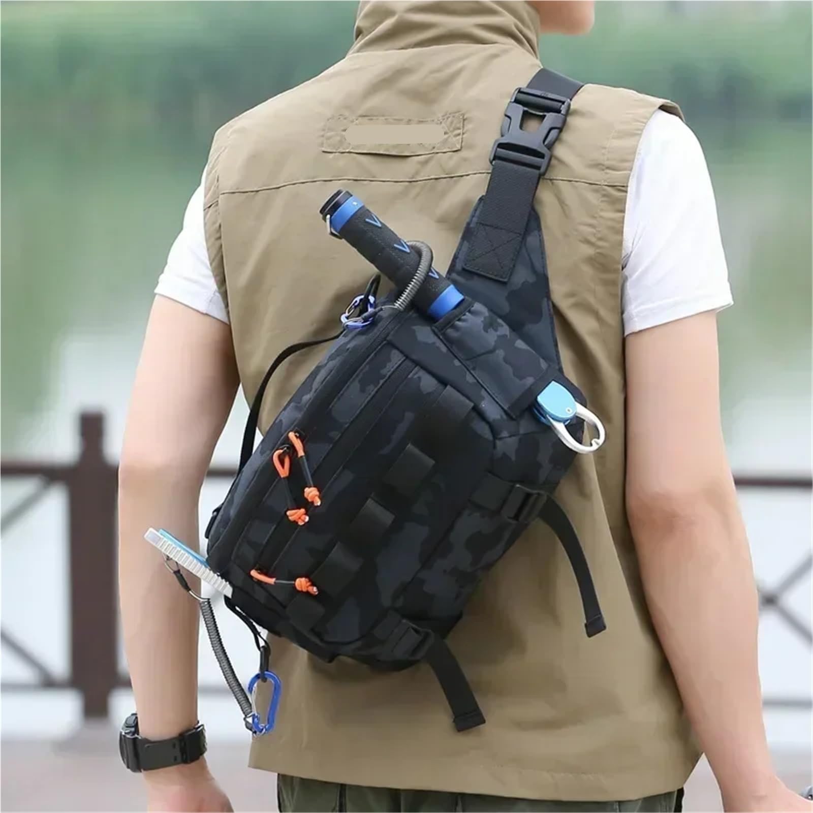 Sac de Pêche Sac de Poitrine de pêche, Sac de Taille, Voyage en Plein air, Sport, leurre, Camping, randonnée, Cyclisme pour Randonnée Voyage