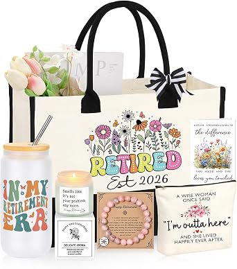 Retirement Gift for Woman 2026, Teacher Coworker Mom Grandma Retirement Gifts for Women Set of 6
