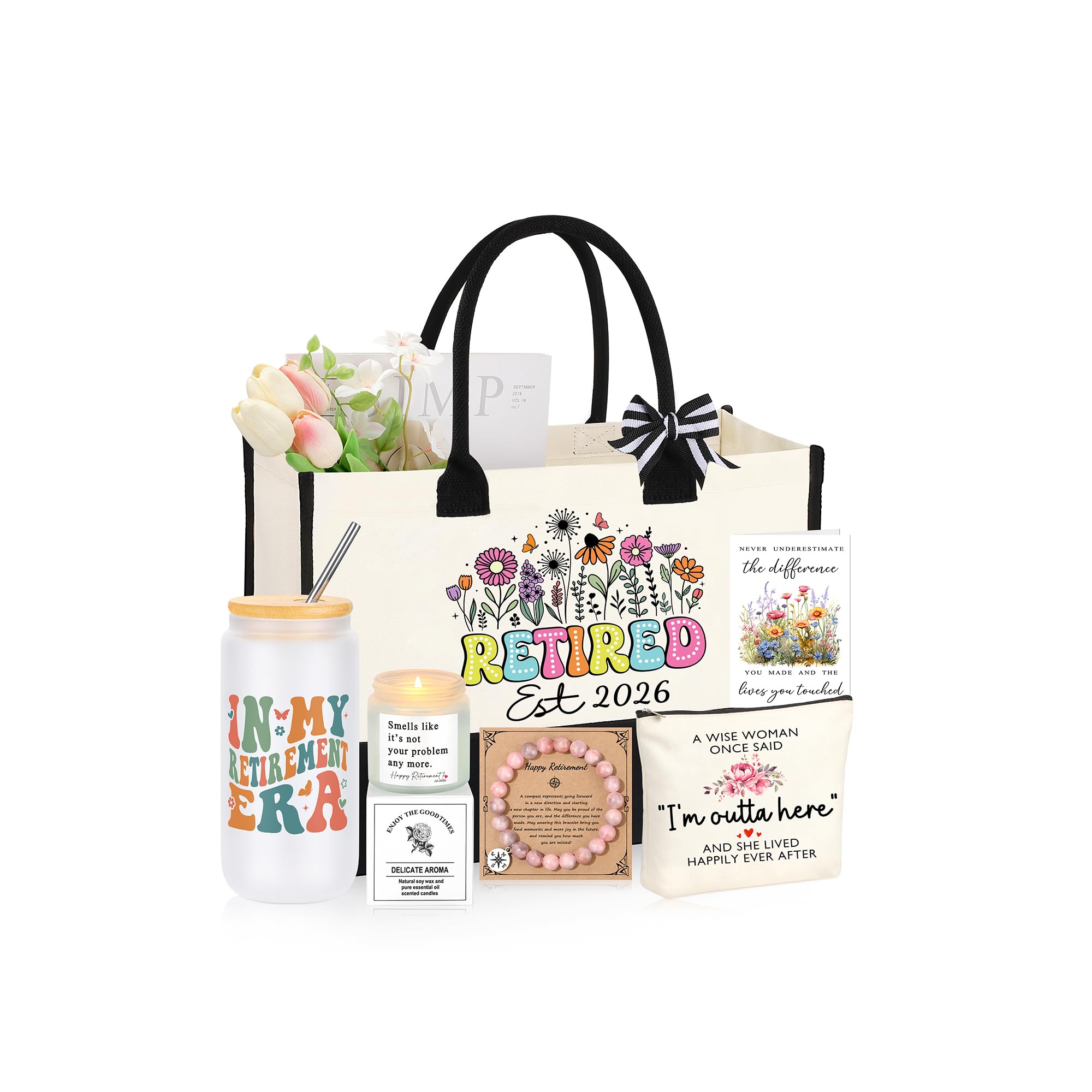 JTENGTOP Retirement Gift for Woman 2026, Teacher Coworker Mom Grandma Retirement Gifts for Women Set of 6