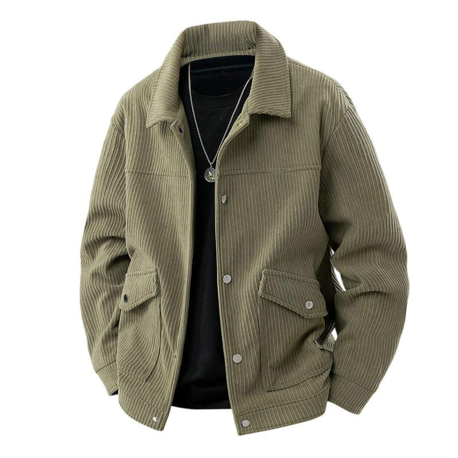 Veste à revers homme velours côtelé à rayures style décontracté