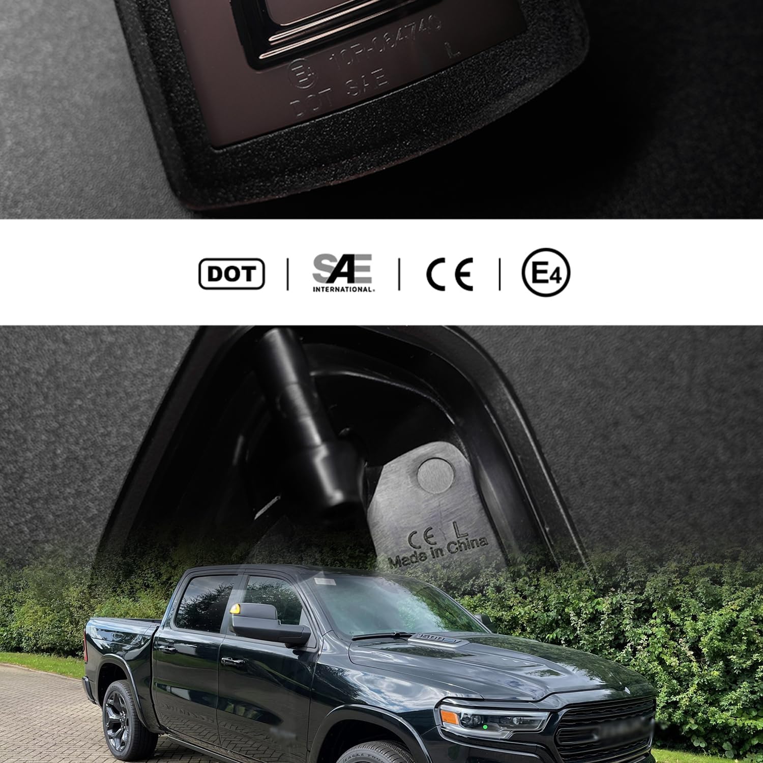 NSLUMO LED Side Mirror Turn Signal Lights Replacement for 2021 2022 2023 Ram 1500 2019-2022 RAM 2500 3500 Pickup Amber Towing Mirror White Parking Lamp Pair Smoked Lens OEM#68460762AA 68460763AA