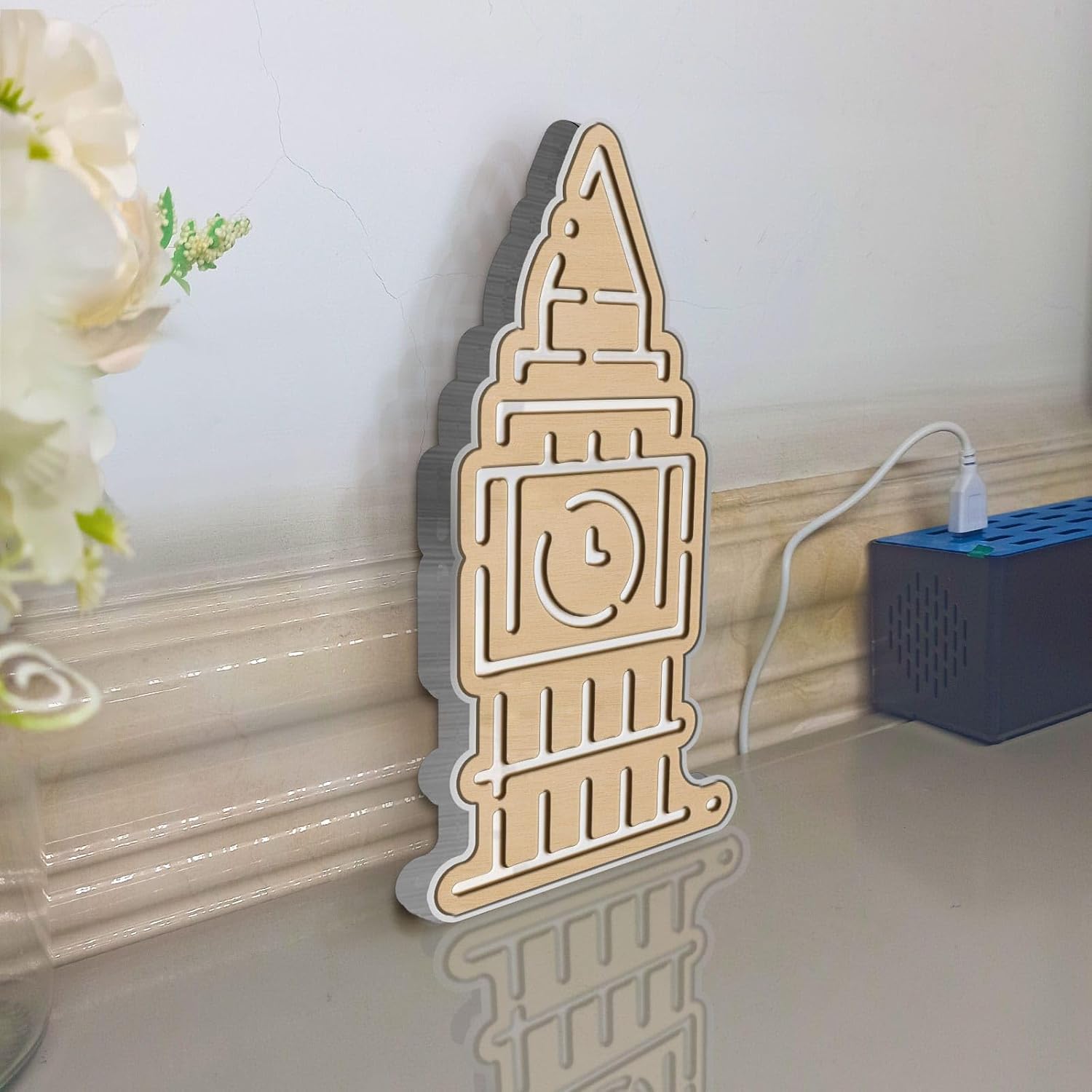 Big Ben Led Light Box, Landmark Wall Art Decor, RGB Desktop Decorations, Bedroom Decor (Static Light, Small Size)