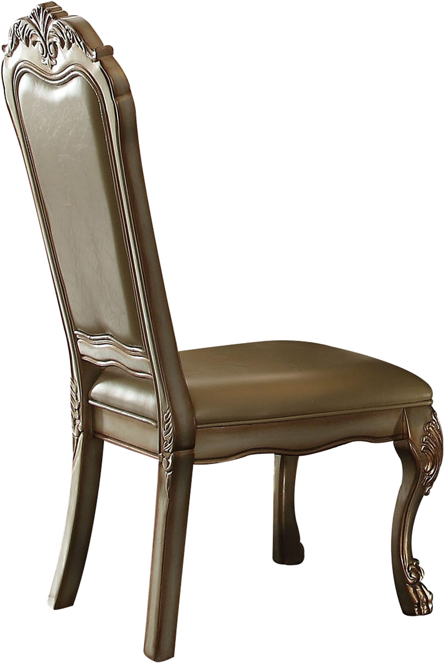 AcmeDresden Side Chair (Set-2) - - Bone PU - Fabric & Gold Patina