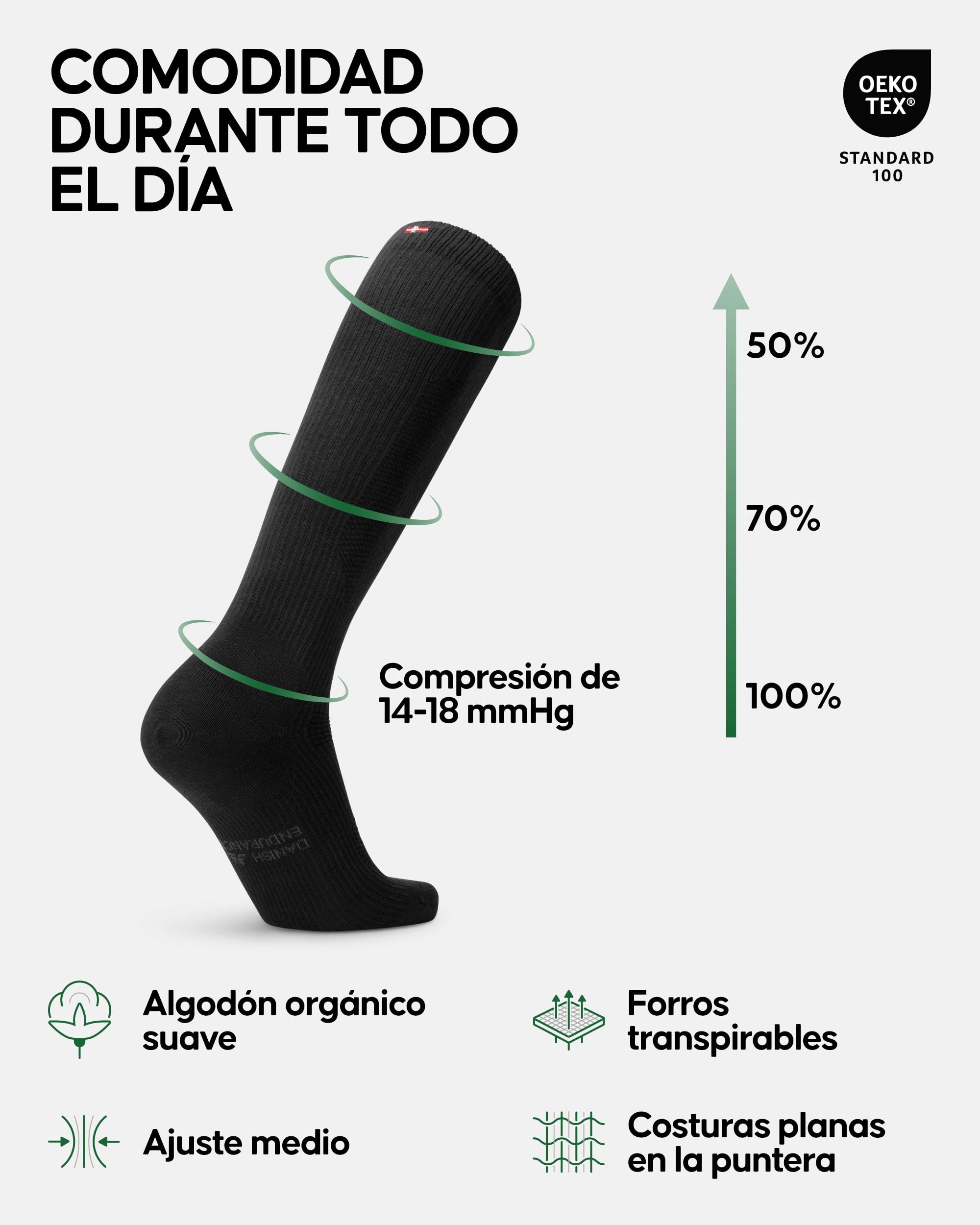 DANISH ENDURANCE Calcetines de Compresión Algodón Orgánico, Mujer y Hombre, Deporte, Recuperación, 1 y 3 Pack