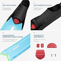 Vista 5 de Aletas de buceo de hoja larga de bolsillo completo para apnea y pesca submarina Aletas de buceo gratis, diseñadas y fabricadas en Hong Kong