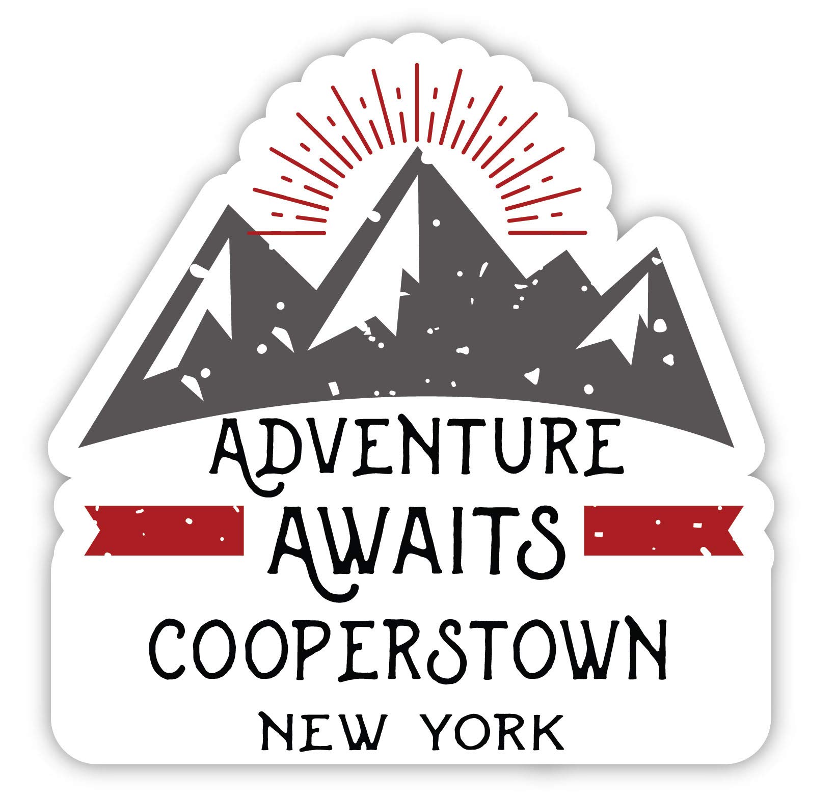 Cooperstown New York Souvenir 2-Inch Vinyl Decal Sticker Adventure Awaits Design