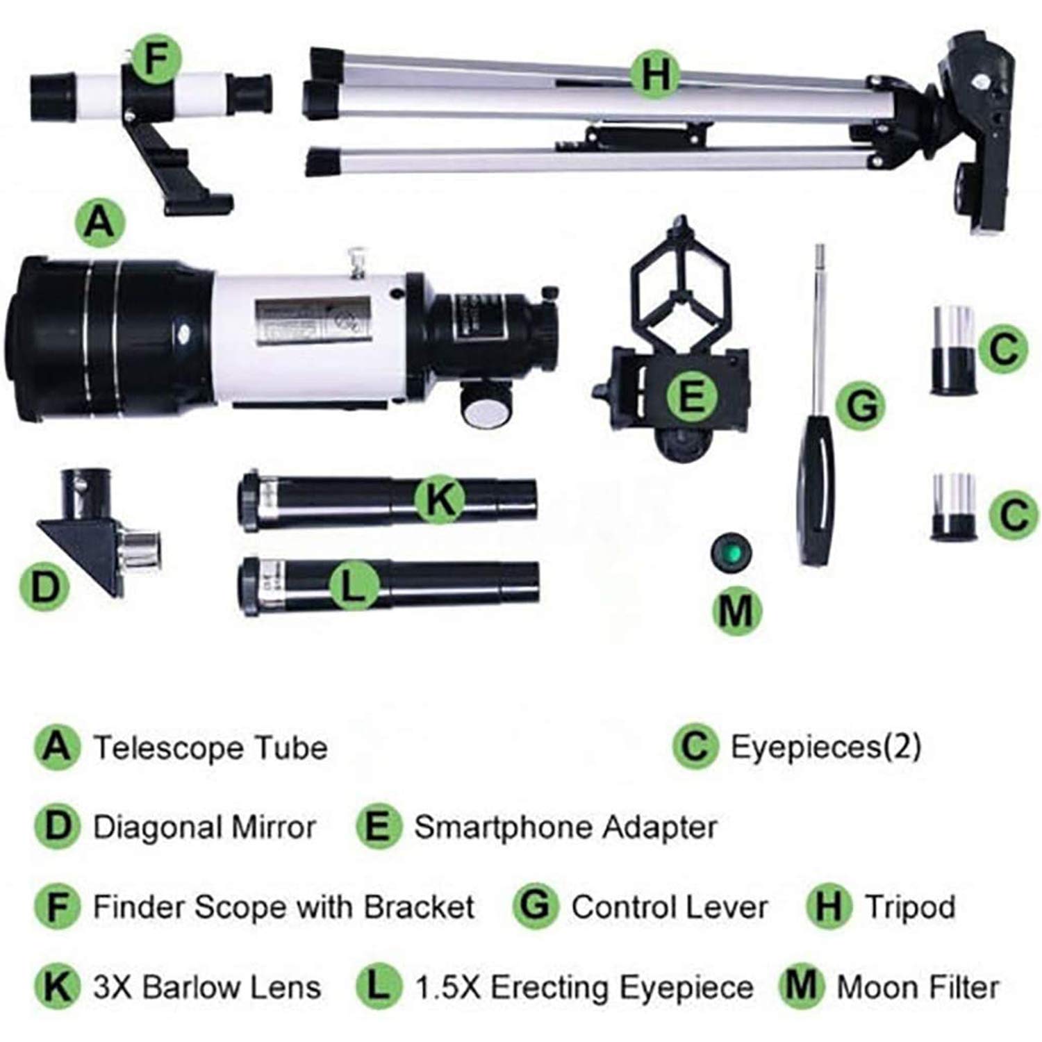 Télescope astronomique Ultra HD pour Adultes et débutants, télescope réfracteur pour Astronomie, Ouverture de 70 mm, 300 mm, avec trépied réglable et Adaptateur de téléphone, télescope Portable do