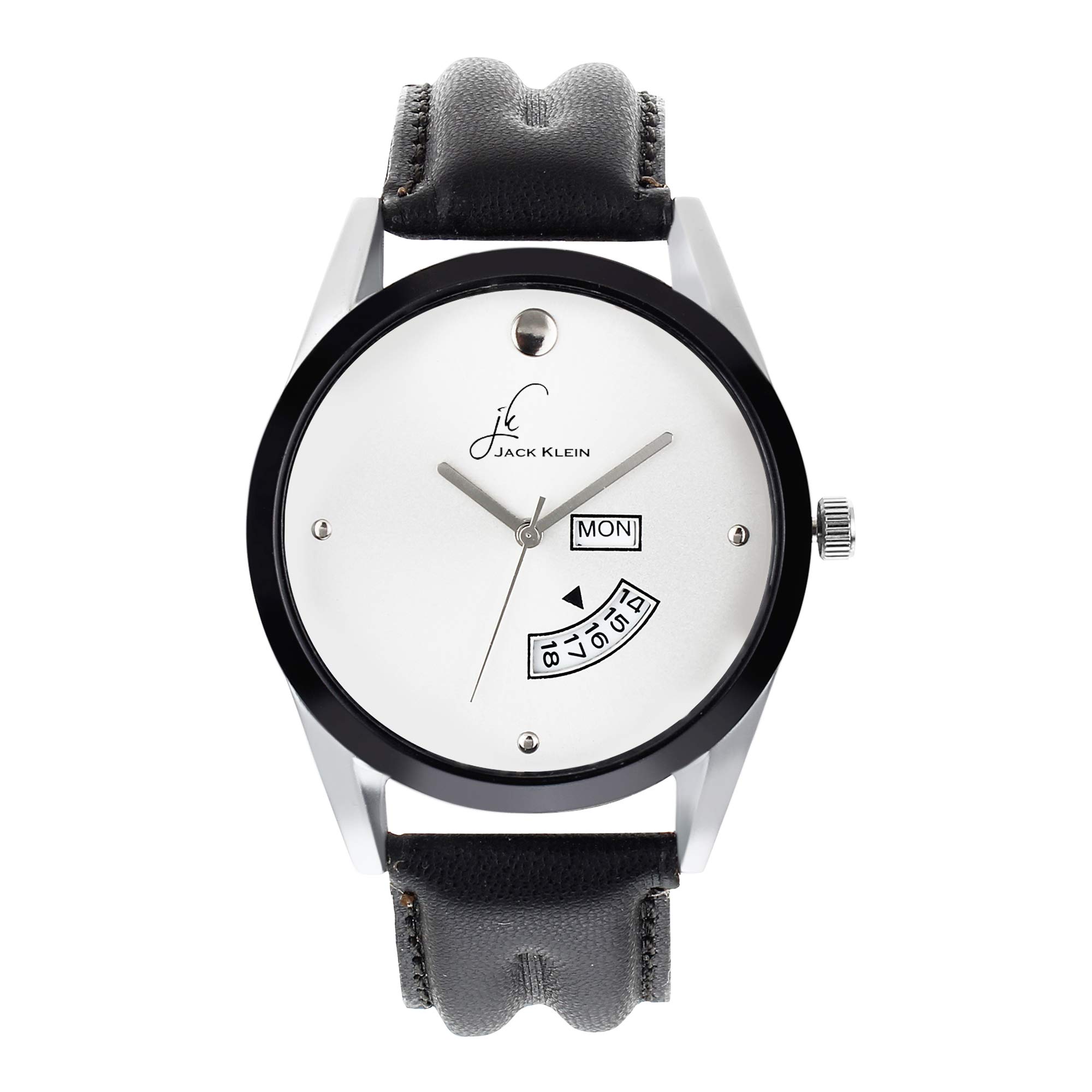 Jack Klein White Dial Black Strap Formal Elegant Day and Date Working Wrist Watch (B07MNZT439) Amazon Price History, Amazon Price Tracker