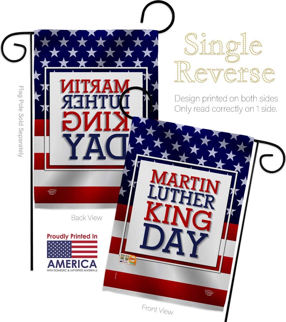 MLK Day Garden Flag Set Wall Holder Black History Martin Luther King Civil Right Stars United State American Small Decorative Gift Yard House Banner Made In USA 13 X 18.5