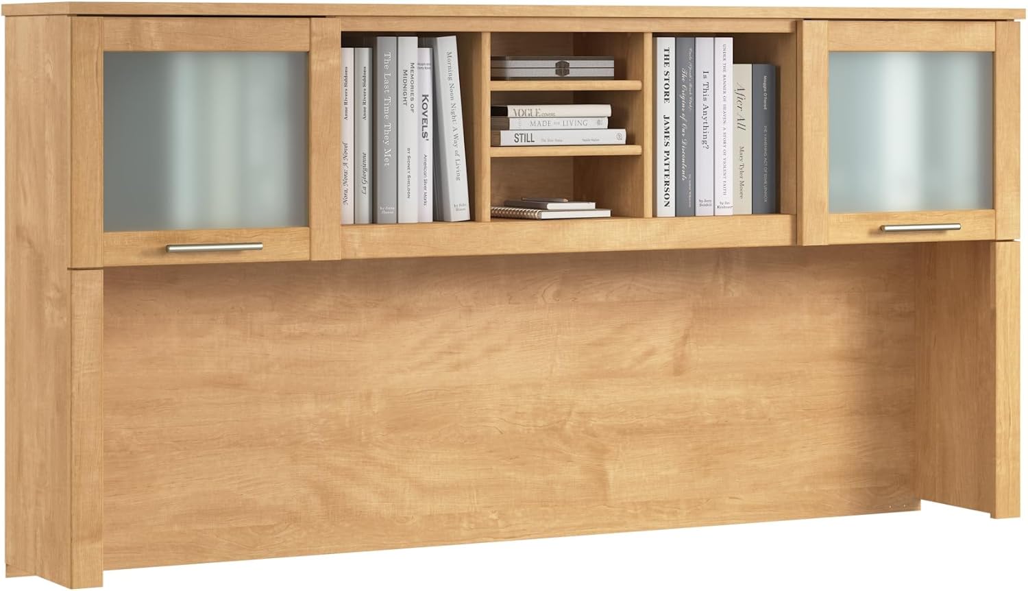 Bush Home Somerset 72W Desk Hutch in Maple Cross, Attachment with Shelves and Cabinets for Home Office