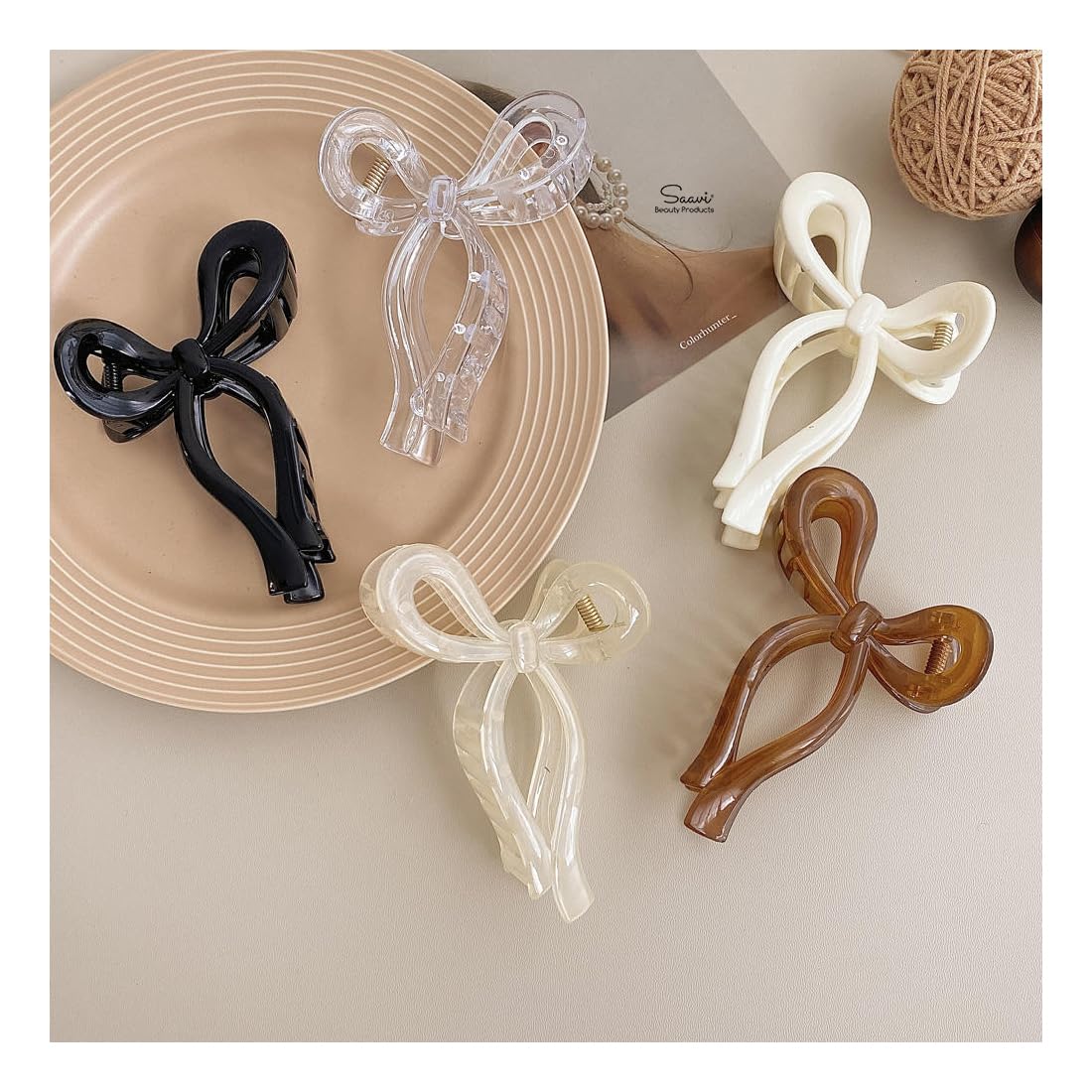 Bow Shape Hair Claw Clip for Women and Girls | Pack of 3 Random Colors | Strong Grip & Stylish Hair Accessories for Daily Use-image-24
