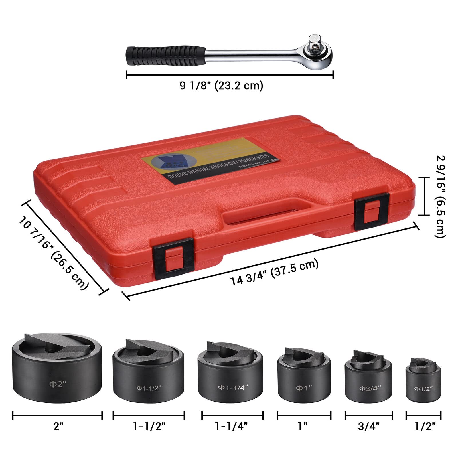 6 Ton Manual Knockout Hole Punch Driver Kit 1/2