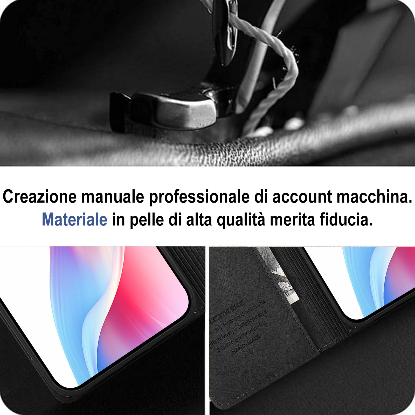 Giyer Cover per Samsung Galaxy S24 Custodia con Vetro Temperato, Premium PU Portafoglio Slot per Scheda RFID Antifurto Funzione Supporto Flip Case, Antiurto per Samsung S24 5G Cover (Nero)