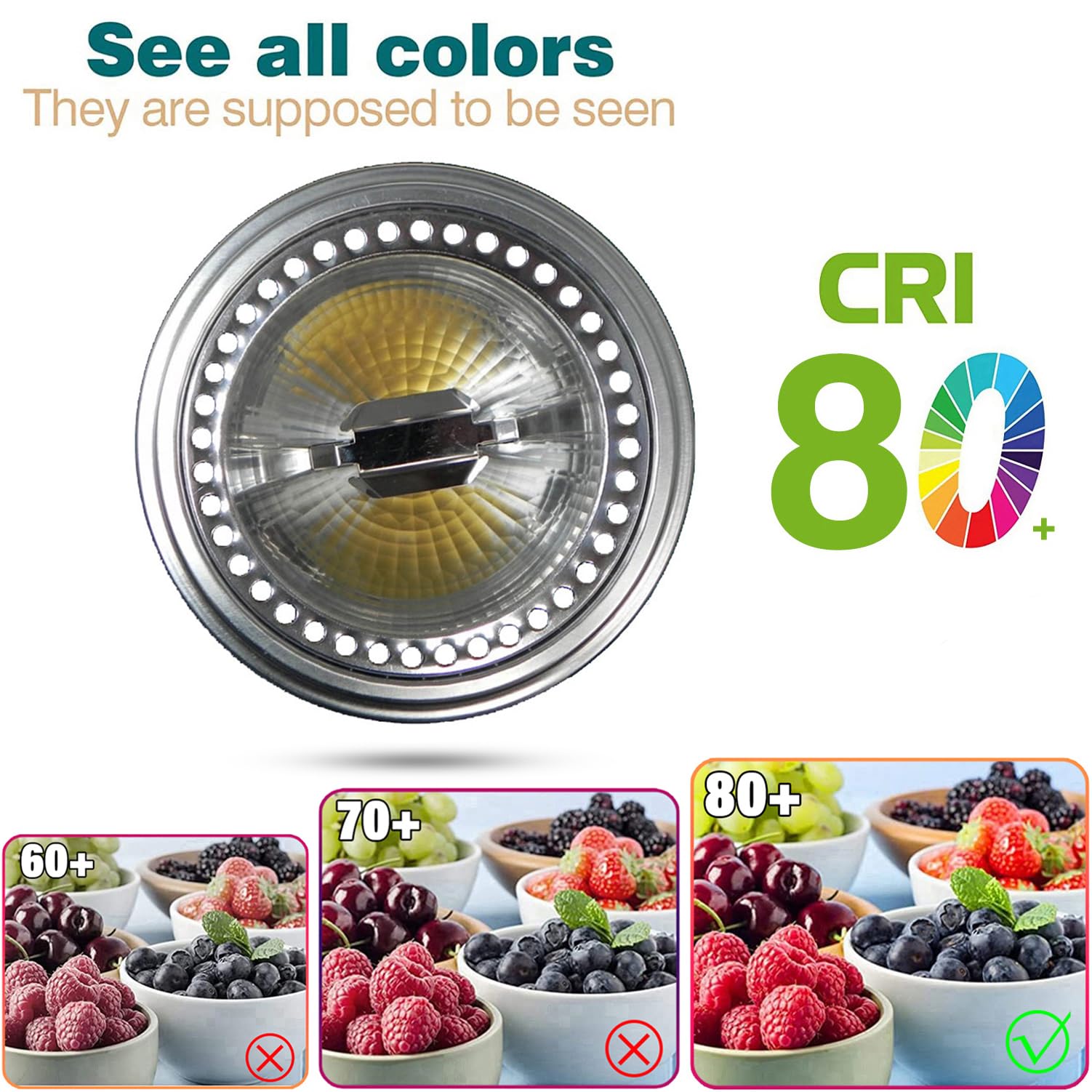 Bombillas led Paquete de 6 reflectores Regulables AR111 GU10 15 W COB, 1500 lúmenes, ángulo Haz 60 Grados