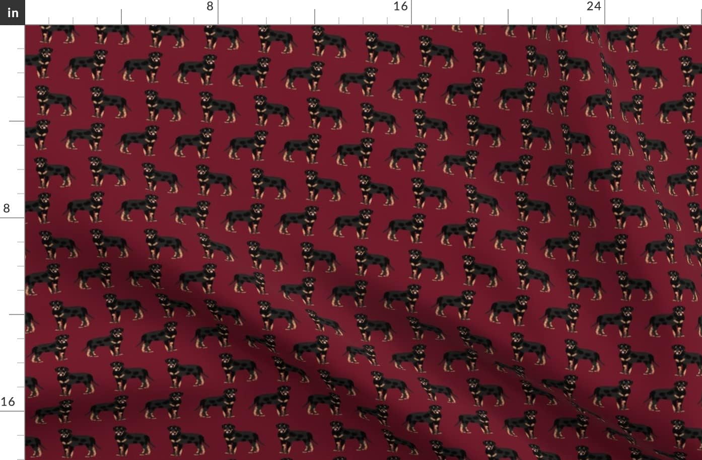 Spoonflower Fabric - Rottweiler Dogs Red Rottweilers Pets Pet Small Portrait Printed on Organic Cotton Sateen Fabric by The Yard - Sewing Quilting Apparel Home Decor
