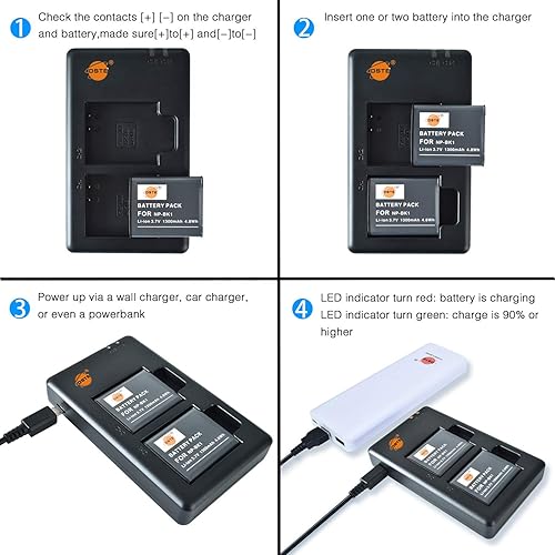 Miniatura 4 de DSTE NB-6L NB-6LH Cargador de batería dual rápido con cable micro USB compatible con Canon CB-2LY y PowerShot SX530 HS, S95, SX610 HS, SX280 HS,