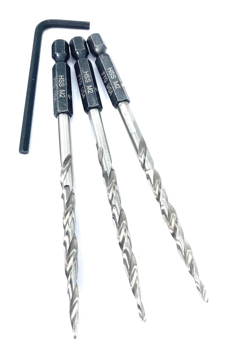 FTG Maximum Torque 6 Piece Same Size #10 (3/16") Pro Pack Countersink Drill Bit Set with 1 Depth Stop Collar 3/8" and 1 Hex Wrench plus 3 Piece Replacement Countersink Drill Bit Only with 1 Hex Wrench