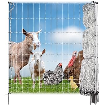 Premier 1 PoultryNet® | Electric Fence for Backyard Chickens, Ducks, Turkeys with Step-in Posts – 48"H x 164'L, White
