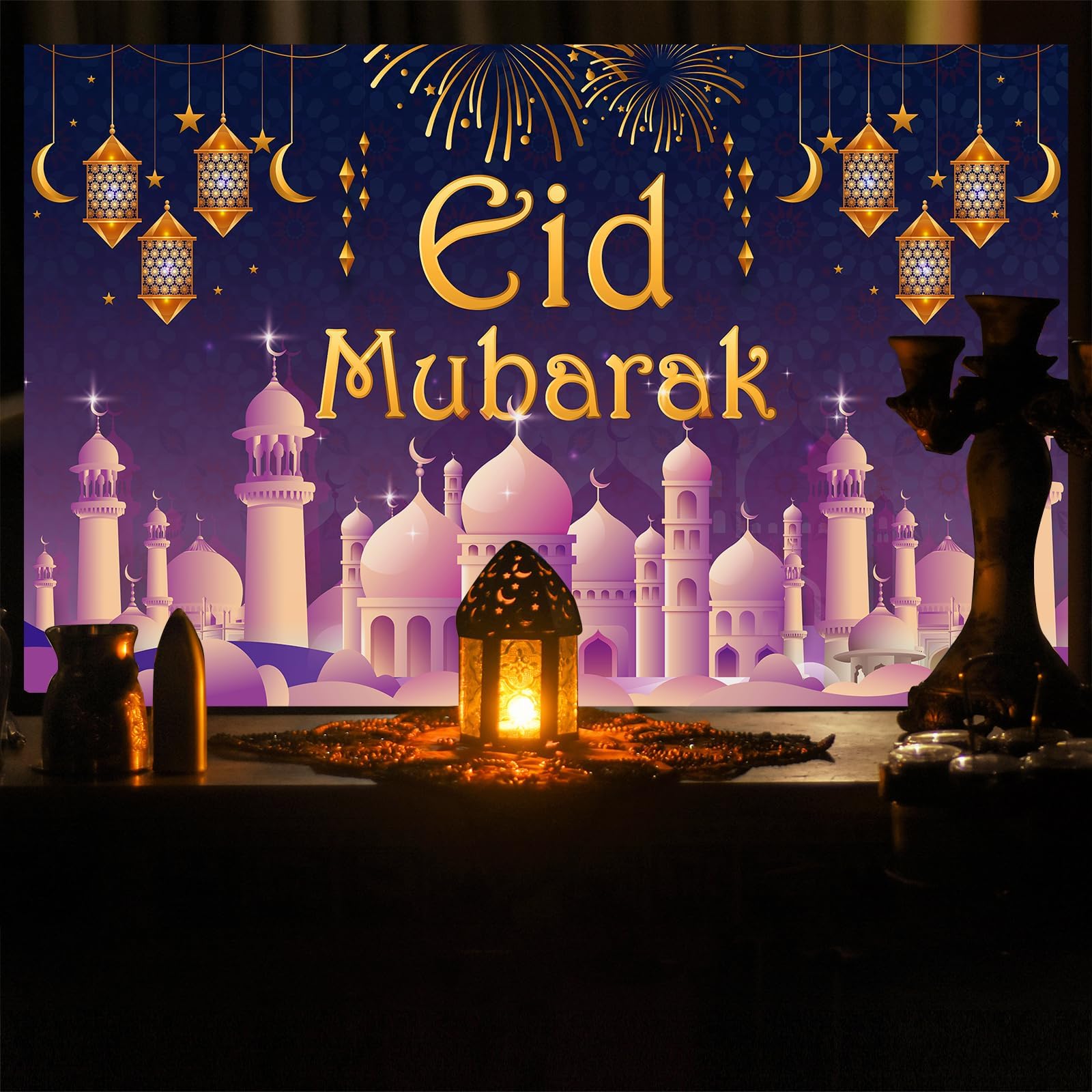Eid Mubarak Decorations - 71x44 In Eid Mubarak Banner Backdrop Eid Mubarak Sign Party Favors Eid Decorations For Eid Al-Fitr Eid Al-Adha Home Party Outdoor Window Wall