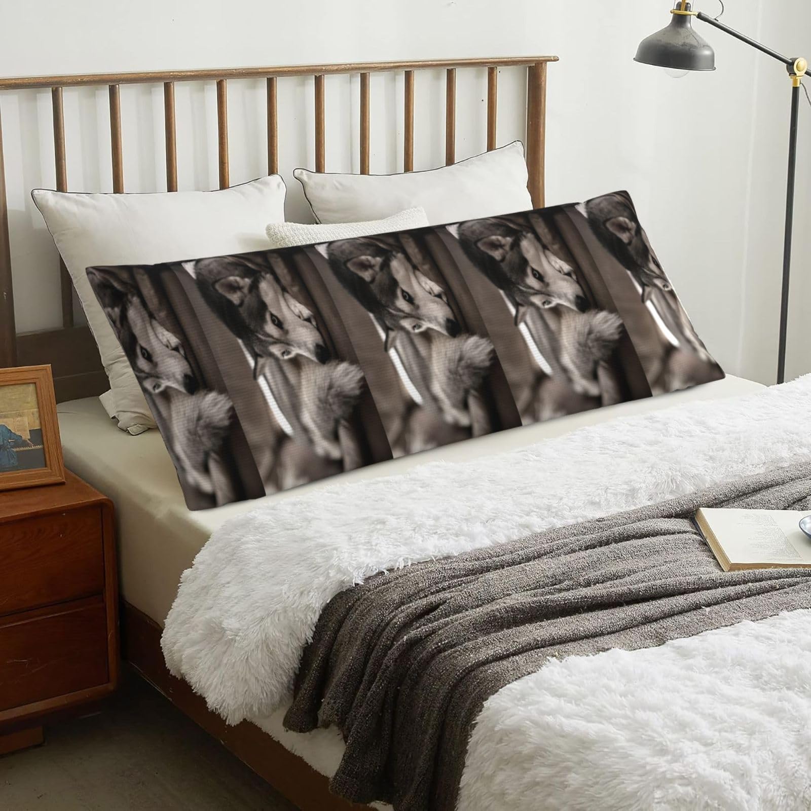 Husky Dog, Body Pillow Cover with Zipper,Long Body Pillowcase 20 x 60 in