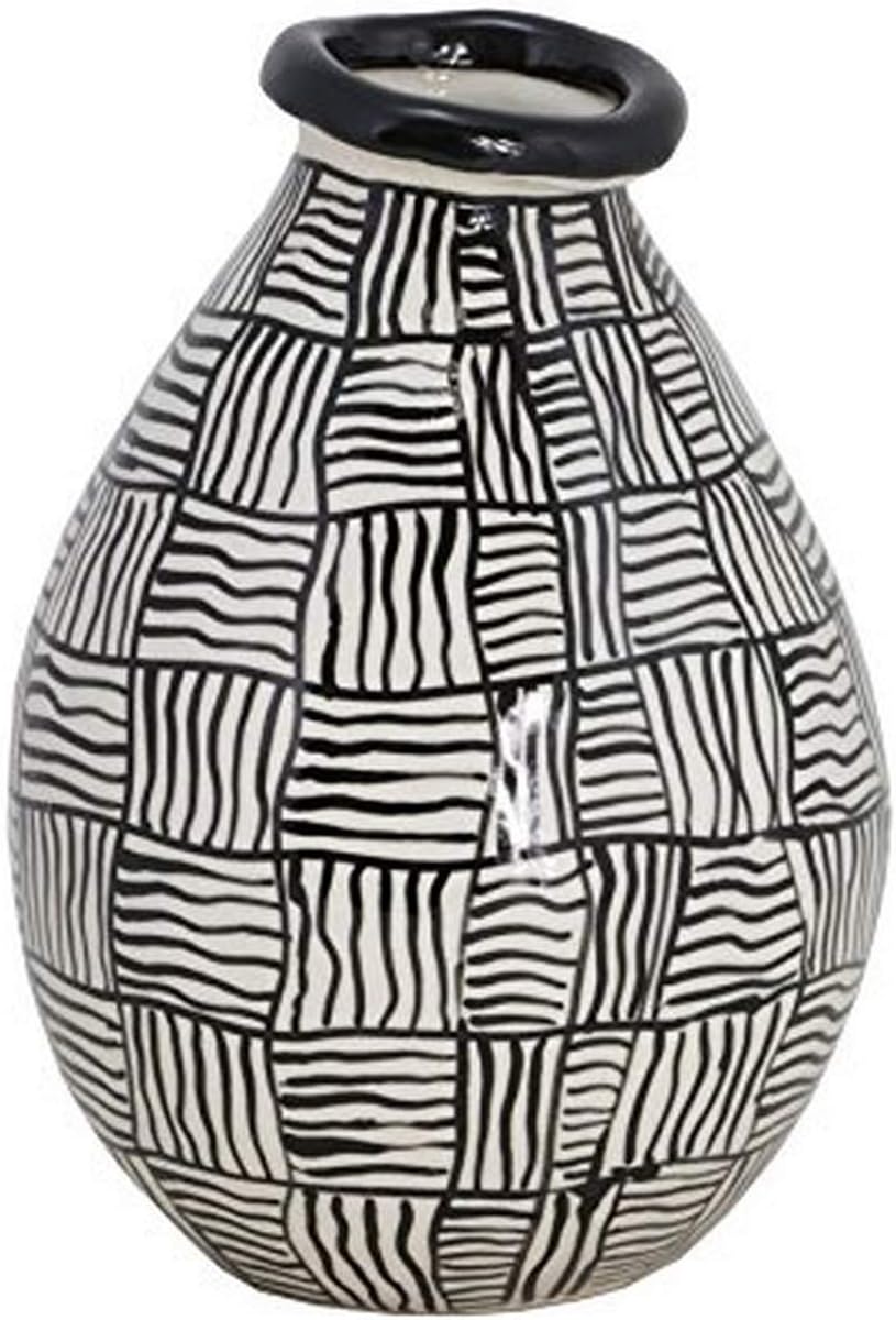 Accra Vase, White/Black