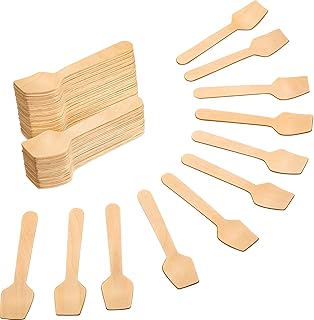 500 Pack Square End Mini Wooden Spoons 3.74 Inches Mini Tasting Spoons Disposable Small Ice Cream Spoon Wood for Crafts Sampling Yogurt Tiny