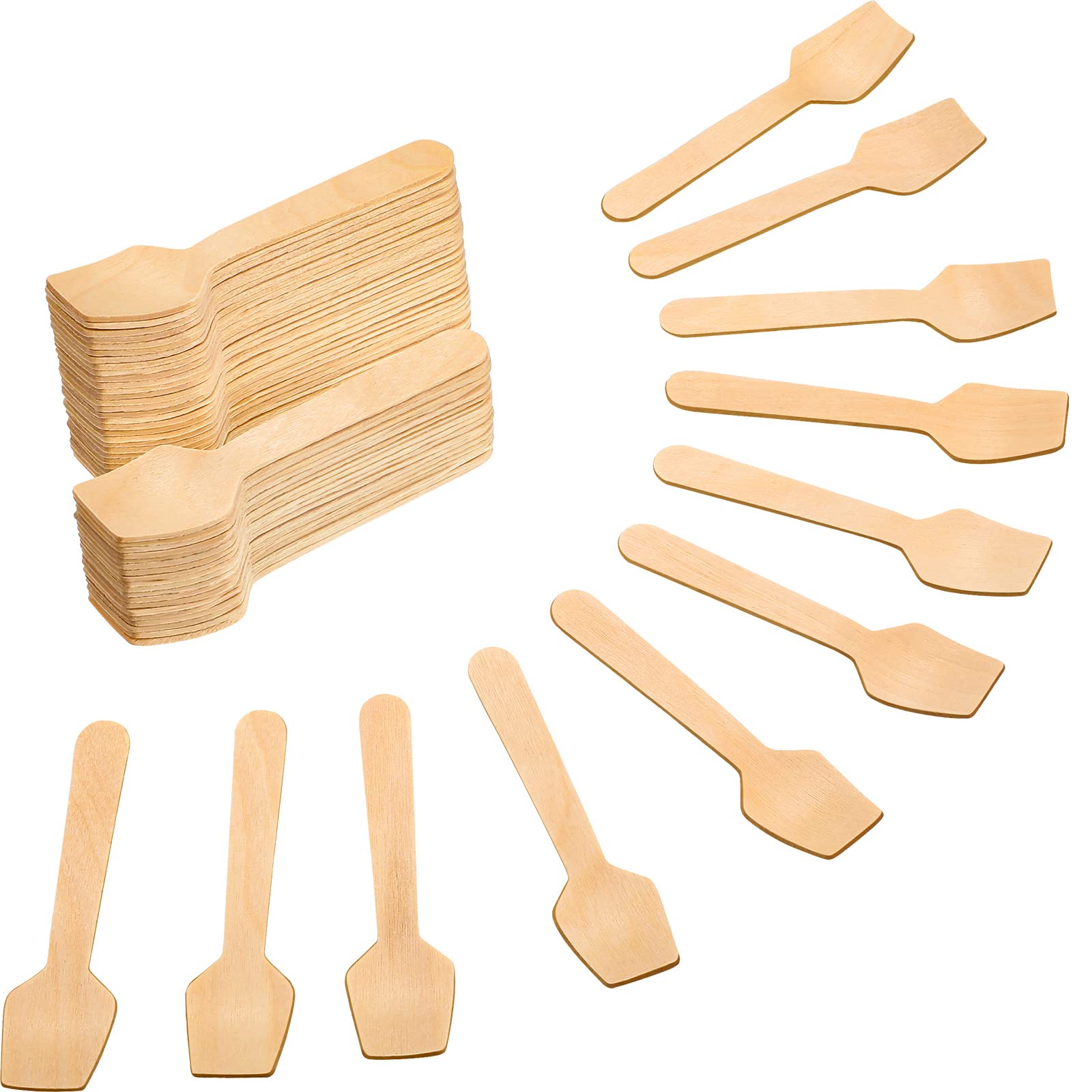 500 Packs Mini Wooden Spoons 3.74 Inches Tasting Spoons Disposable Mini Square End Ice Cream Wooden Spoons Wood Mini Taster Spoons Gelato Spoons