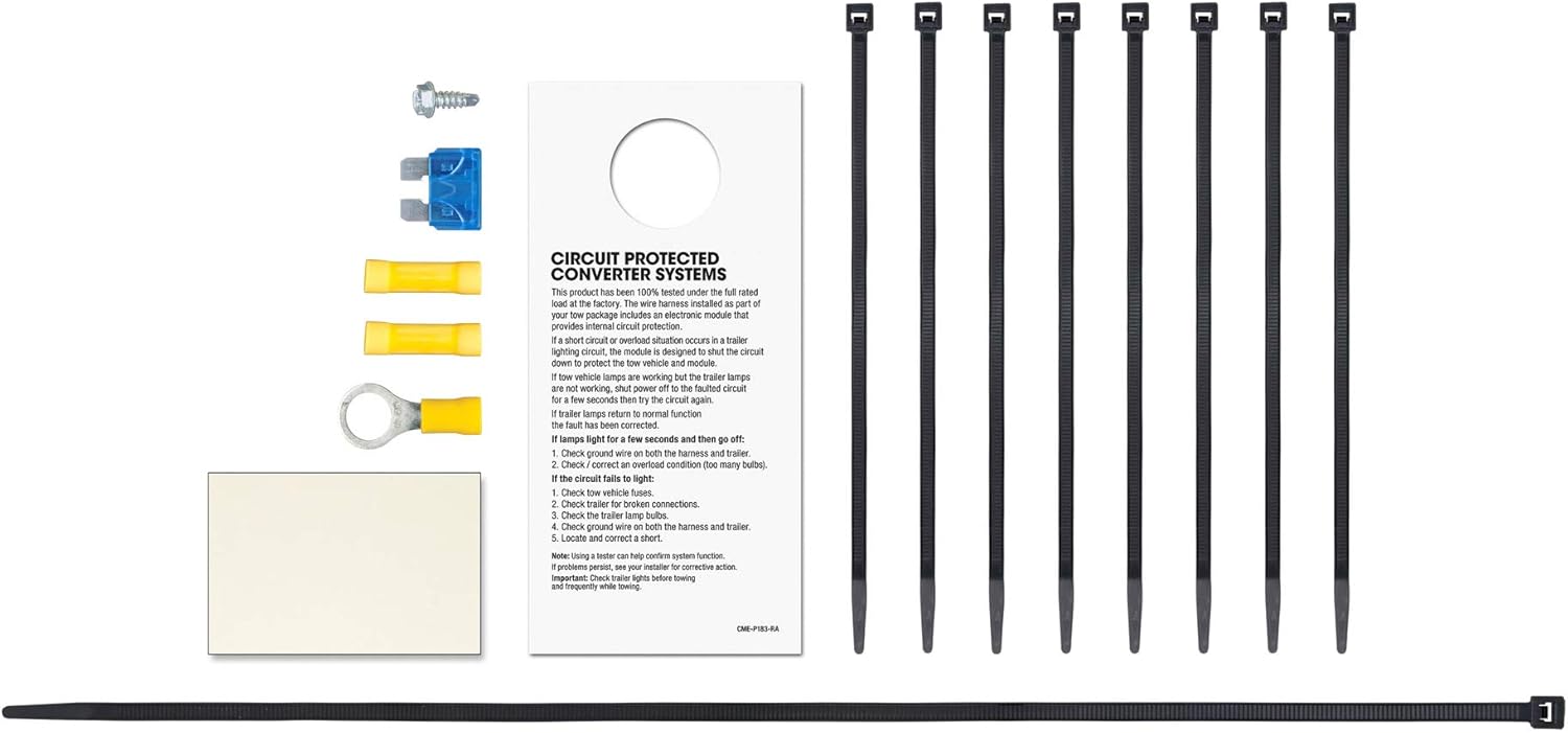 Components of the circuit protected converter system, including fuse, terminals, and zip ties
