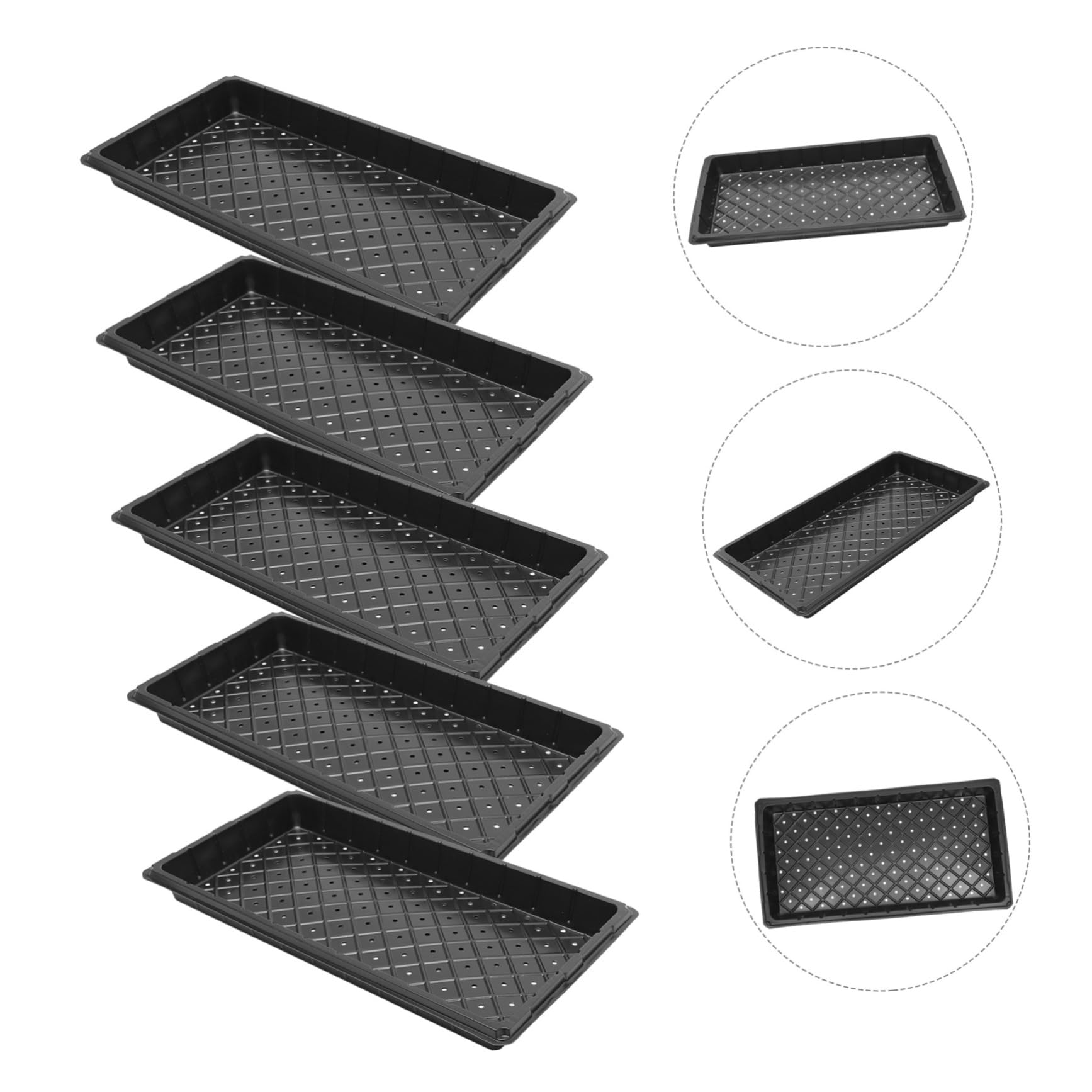 Plateau de Culture pour Semis 5 Pièces en Plastique Noir avec Trous