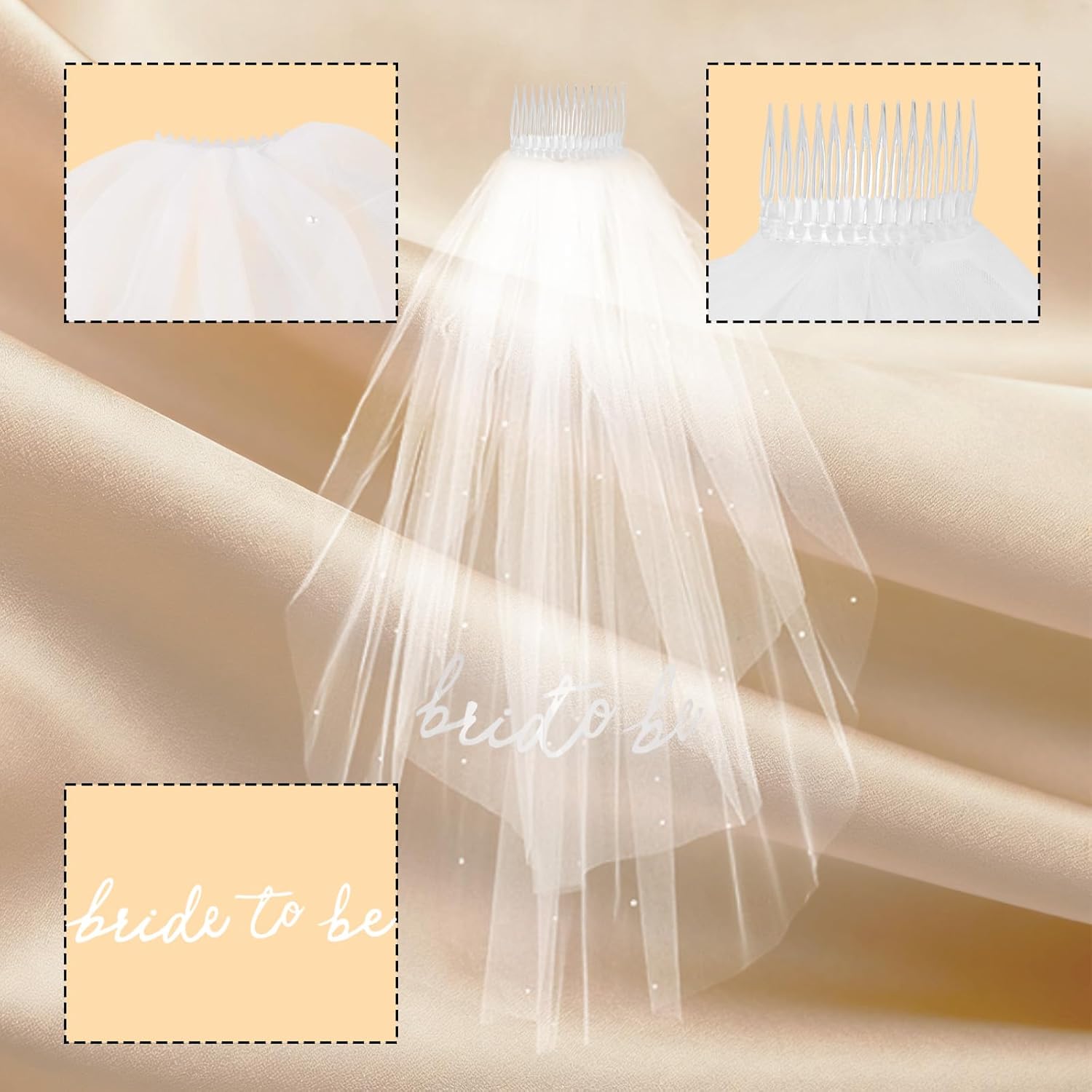 Bride To Be Sash and Bride Veil for Bachelorette Party Accessories, White Wedding Veil Bridal Accessories for Bridal Shower Decorations - Image 4