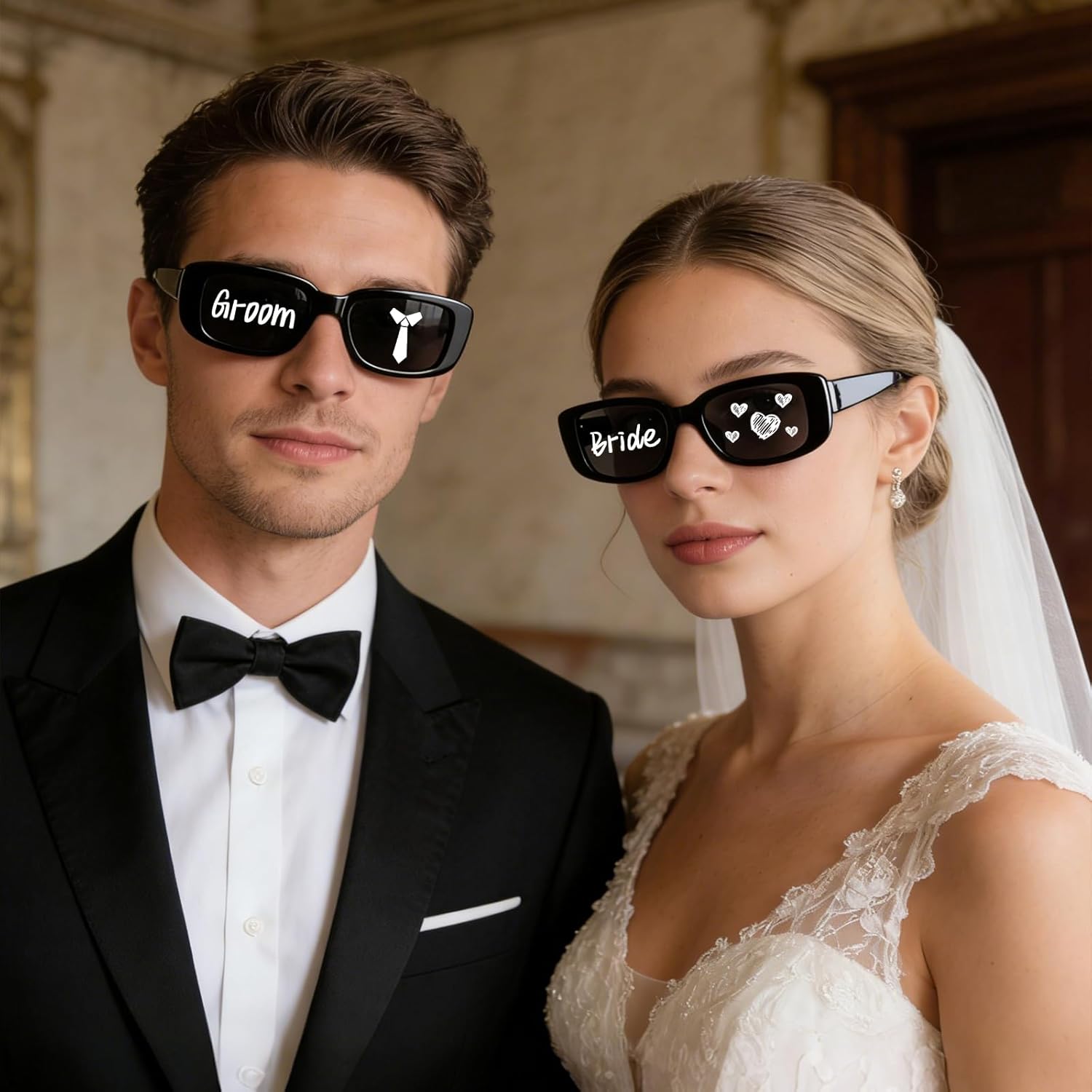 SUNOVELTIES 16 Pack Personalized Rectangle Sunglasses with 4 Pack Marker Pens for Adult DIY Custom Birthday Wedding Party