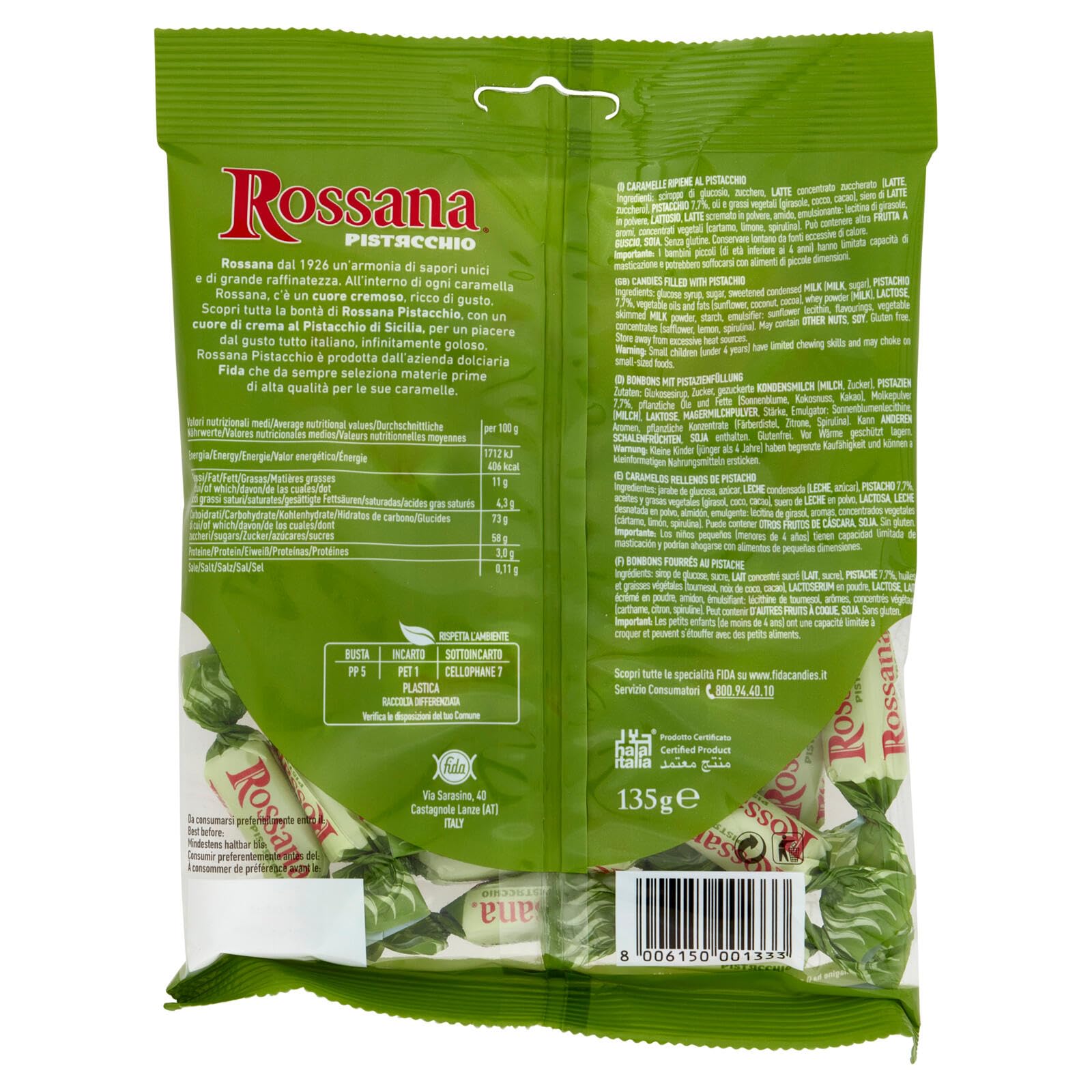 Italian Gourmet Rossana Pistacchio Caramelle gefüllte Bonbons 12 x 135g