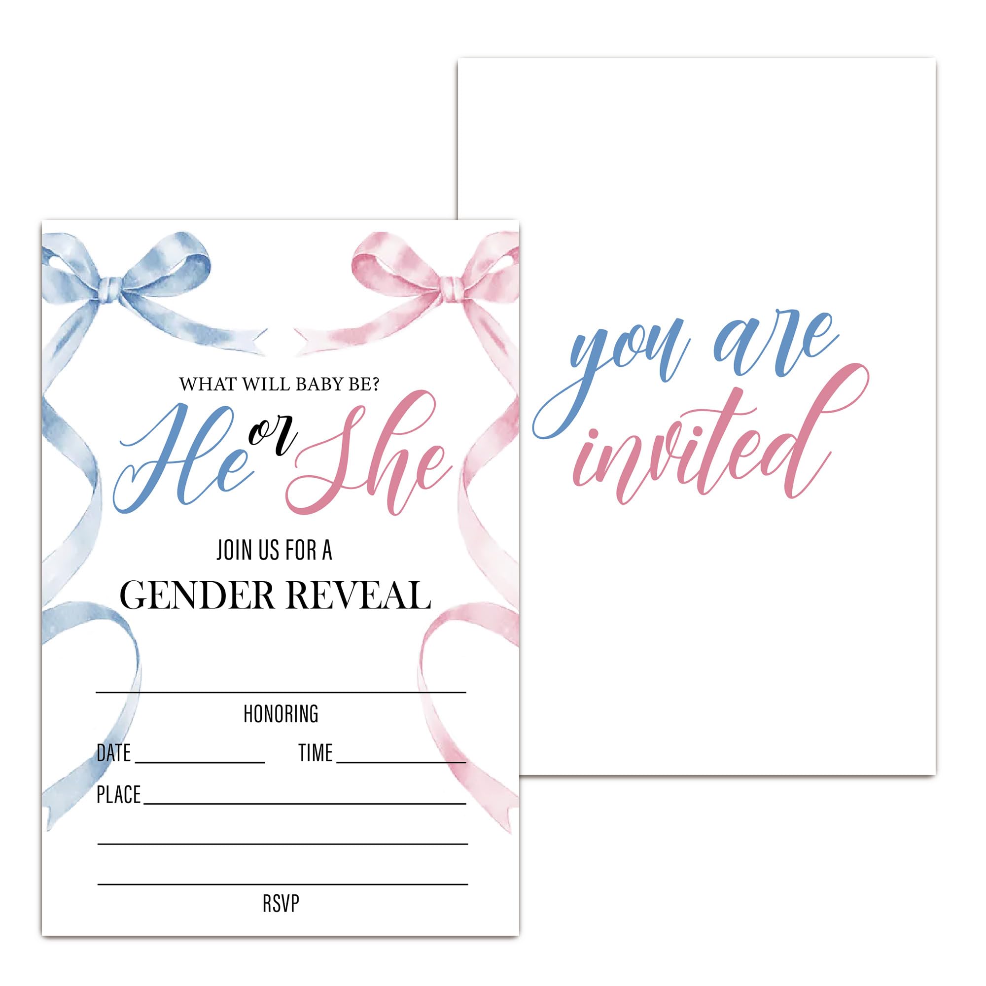 RPLCSPC Baby Shower Invitations He Or She Baby Shower Gender Neutral Party Fill in Invites Cards Baby Invitation Paper Cards for Gender Reveal