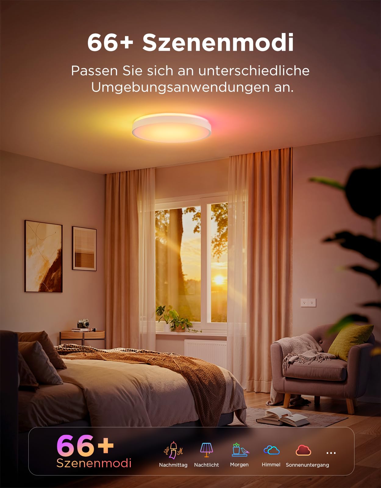 Govee Deckenlampe RGBIC 48,5W Smart LED Deckenleuchte 4300lm Kompatibel mit Matter Alexa Google Assistant Dimmbar Ø38cm
