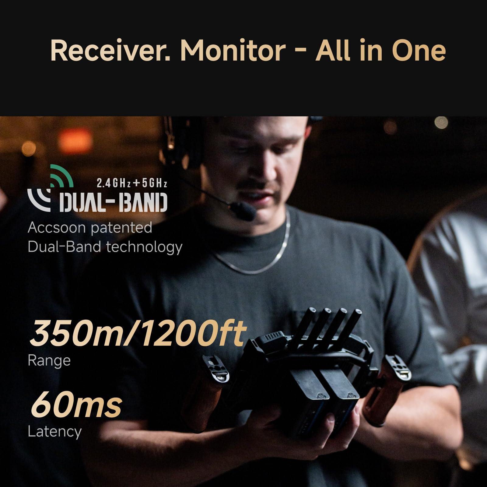 Accsoon Cineview M7 Pro 4K60 - Monitor da 7 pollici, display da campo senza fili con ingresso e uscita HDMI SD, trasmissione doppia banda, 1000 Nit, Live Stream, LUT-Box