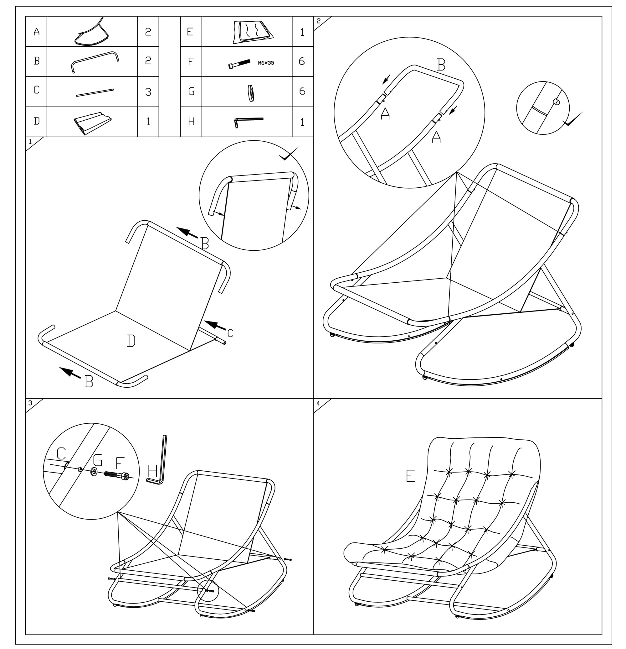 Schaukelstuhl Ergonomisch mit Fußstütze, XXL Schwingsessel mit Kissen, Schaukelstuhl Garten Schaukelsessel Wohnzimmer Relaxstuhl, Weich, bis 150 kg, Schaukelliege für Schlafzimmer Balkon (Weiß)
