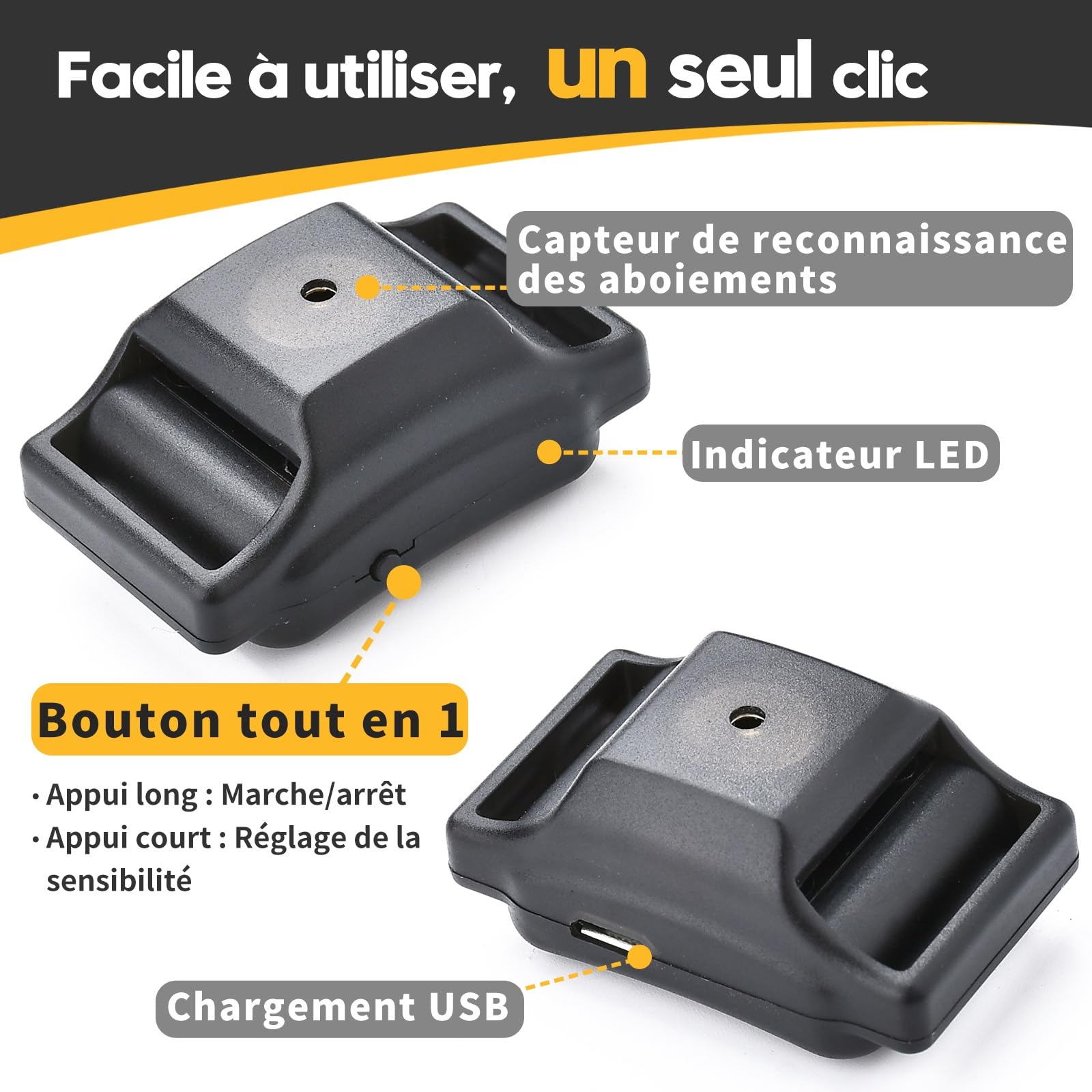 Le Plus Petit Collier Anti-aboiement pour Les Petits Chiens de 5-15lbs, Seulement 4 * 2.5cm & 12 grammes, sans Choc avec Vibration et Son, Extra Petit et Rechargeable, 5 Niveaux de sensibilité