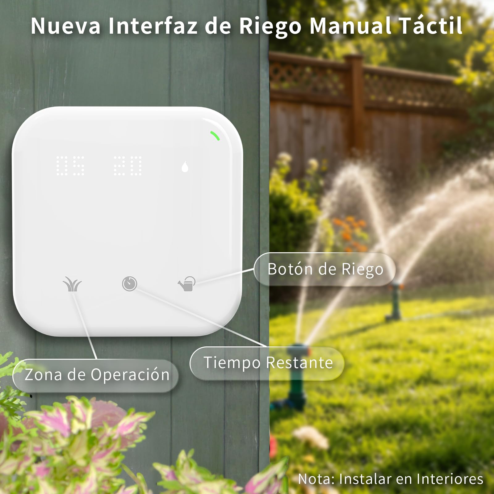 Netro Spark 16Zone Botones Touch Programador Riego WiFi Para Césped Con App | Serv Meteorol, Datos de Plantas,‌ Programa de Riego, Salto Lluvia, Riego Automático con Sensor Netro, Historial‌,Uso Interior