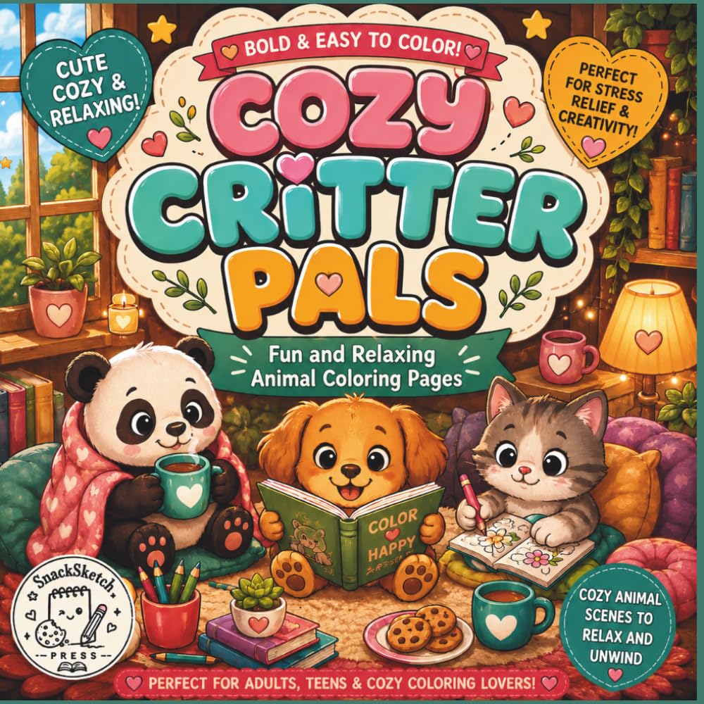 Cozy Critter Pals: Fun and Relaxing Animal Coloring Pages (SnackSketch Cozy Coloring Collection)
