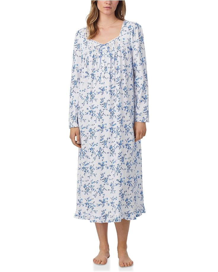 Eileen West Cotton Knit Long Sleeve Long Nightgown - Main View