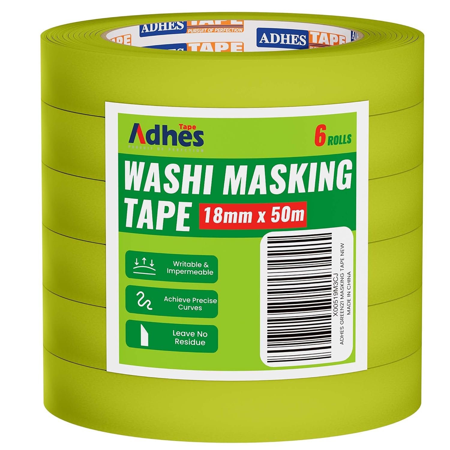 ADHES Green Delicate Surface Washi Masking Tape Painter Tape 0.7Inch