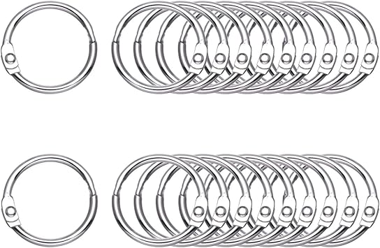 Antner 100Pcs Loose Leaf Binder Rings, 0.75" Diameter, Nickel Plated Metal Book Paper Rings Clips Keychain Keyrings for Index Cards, Flashcards, Notebooks, Photos, Scrapbooks, Home Office Supplies