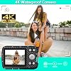 Underwater Camera 4K 17FT Waterproof Camera for Snorkeling,Auto Focus Digital Camera with 32GB Card,18X Zoom Fill Light Compact Cameras