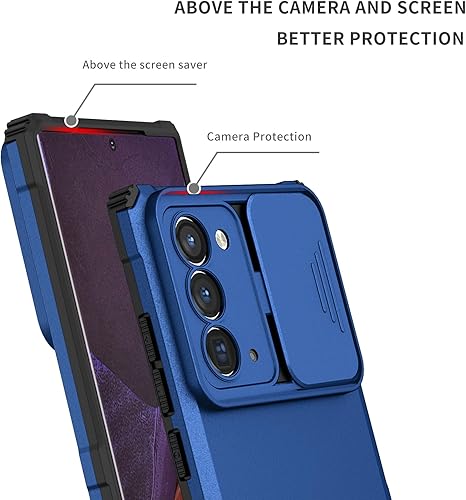 Miniatura 3 de Funda para Samsung Galaxy Note 20 5G con cubierta de cámara deslizante, Armor Silicone TPU Bumper Funda de PC resistente con soporte, funda