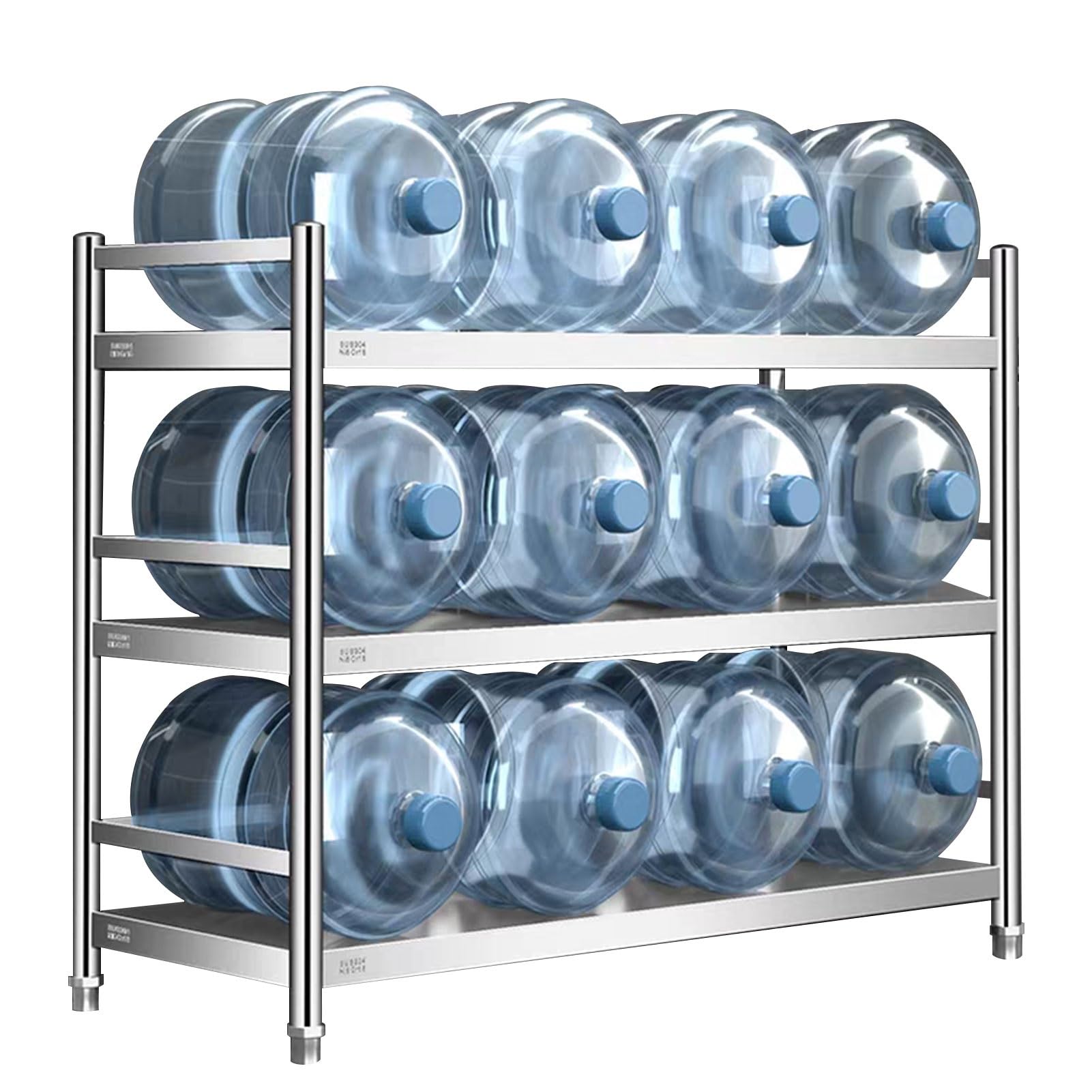 Scaffale da cucina a 3 ripiani, in acciaio inox, capacità 59 kg per ripiano, autoportante per uso domestico e commerciale (60 x 50 x 100 cm)