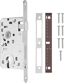 KOTARBAU® Einsteckschloss 72/55mm DIN Links Profilzylinder Türschloss Innentür mit Gegenplatte Verzinkt Stahl Rostfrei Einsteckschloss Gartentor Türschloss Haustür Torschloss Silber