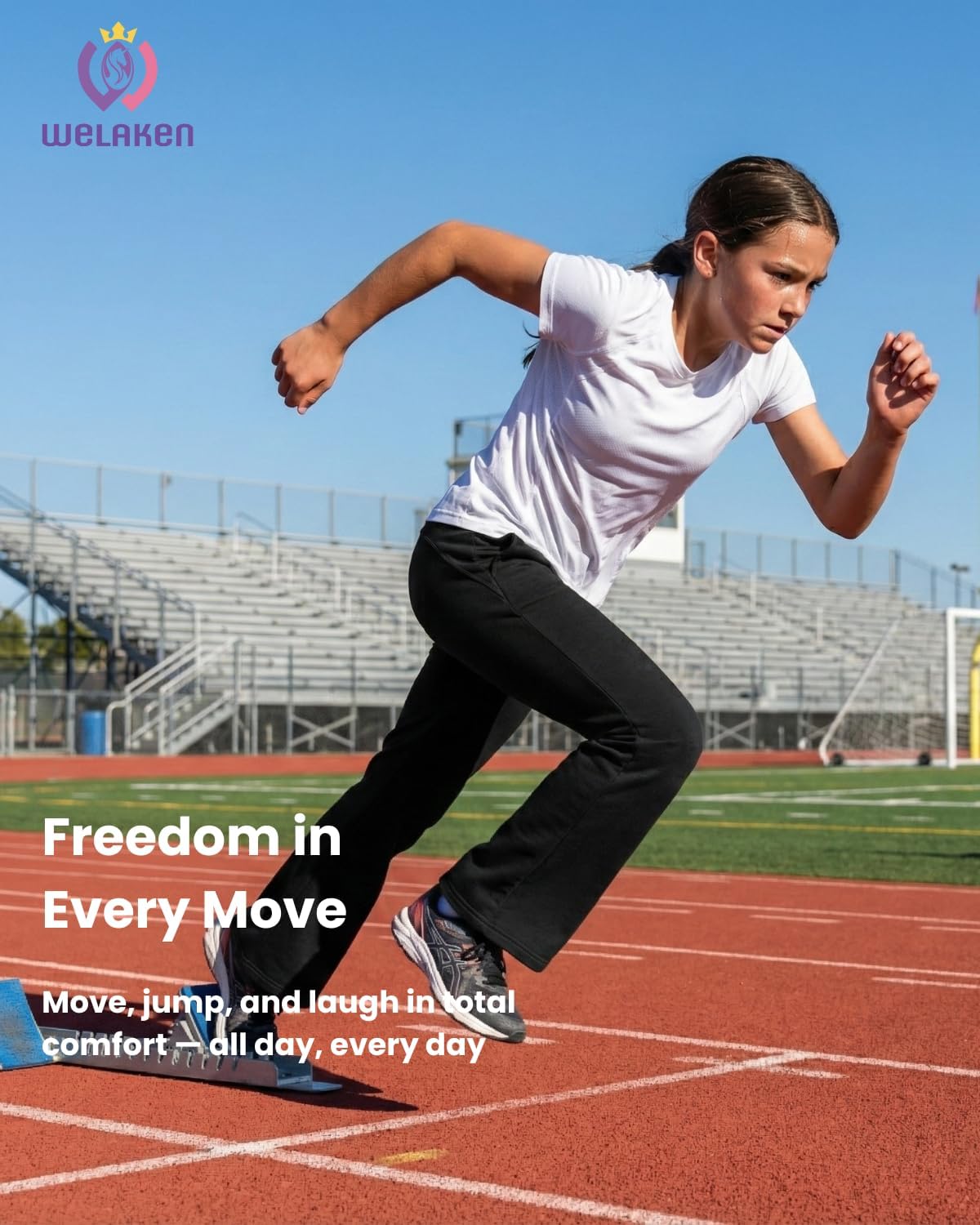 WELAKEN Girls Sweatpants for Casual & Athletic - Kids Flared Pants Bell-Bottom Trousers with Pockets - Image 4