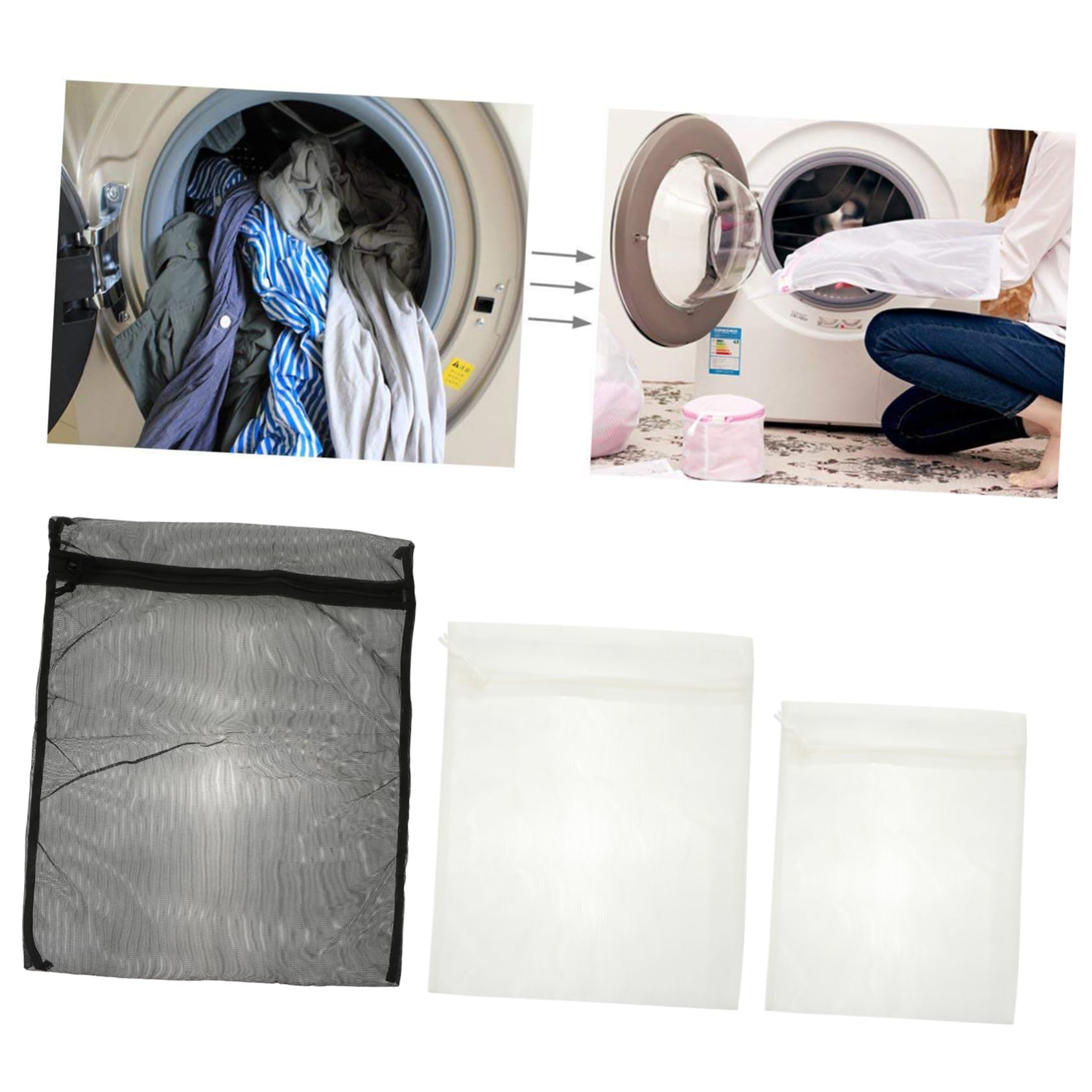 Cabilock 9piezas Bolsas De Lavandería Reutilizables De Gran Juego Lavado De Malla Para Ropa Interior Suéteres y Ropa De Cama Protección Lavado Lavadora Para Viajes y Hogar