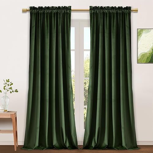 Miniatura 333 de Cortinas de terciopelo JIUZHEN, cortinas opacas suaves de terciopelo retro para dormitorio, cortinas elegantes con reducción de ruido y Rosa