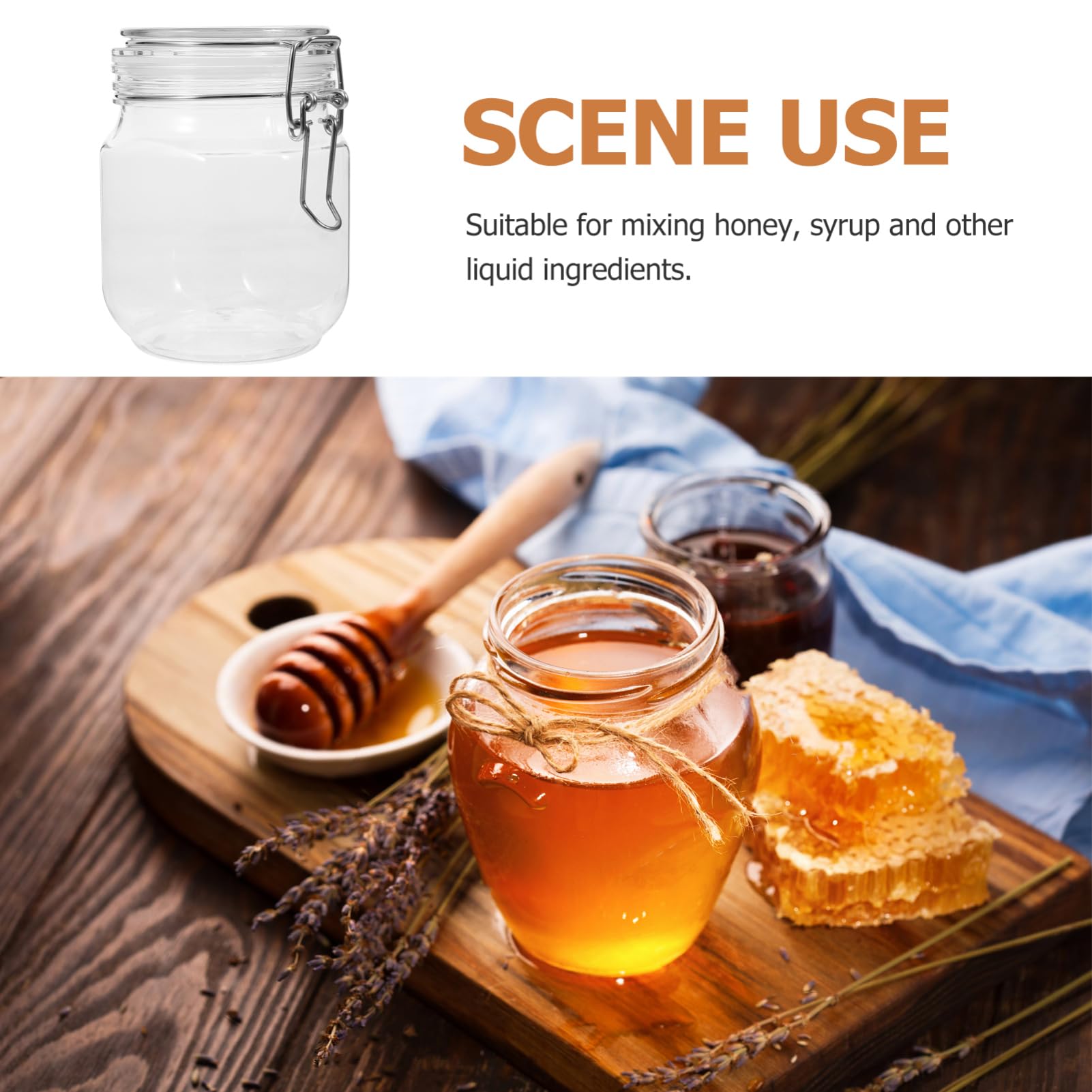 KICHOUSE Honey Jar Honey Pot Container Honey Storage Jar Kitchen Jam Jar Syrup Dispenser Plastic Honey Dispenser Reusable Honey Container Lidded Honey Container Food Storage Jar Sealing Jar